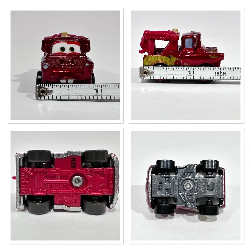 Disney Cars Die-cast Mini Racers Metallic Red Mater & Lighting McQueen Rusteze